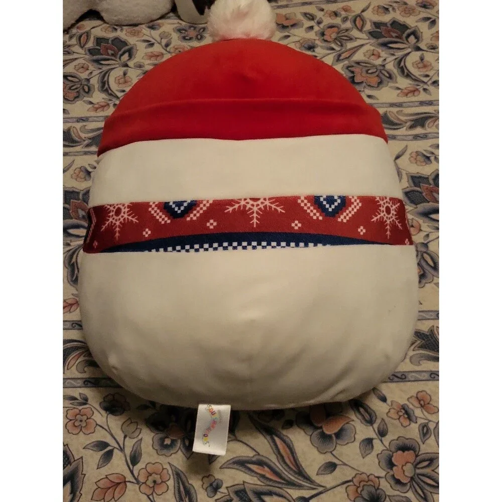Squishmallow Snowman Plush Toy with Red Hat and Scarf
